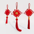 Traditional Red Chinese Knot Pendant with Fu Character and Decorative Tassels for Home Decoration