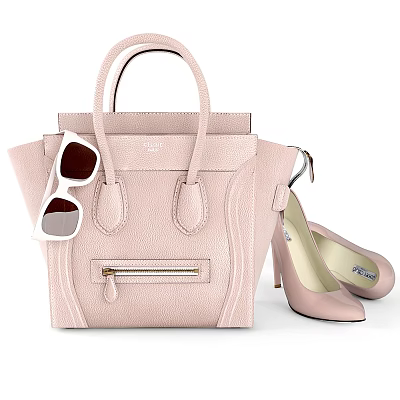 Pink Handbag With Sunglasses And High Heels 3d model Pink Handbag With Sunglasses And High Heels 3d model
