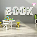 Modern Bookshelf Alphabet Bookshelf 3d model