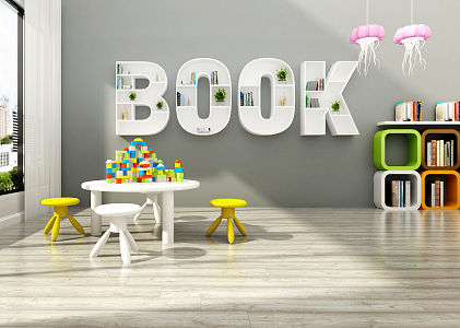 Modern Bookshelf Alphabet Bookshelf 3d model