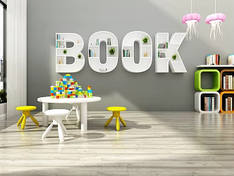 Modern Bookshelf Alphabet Bookshelf 3d model