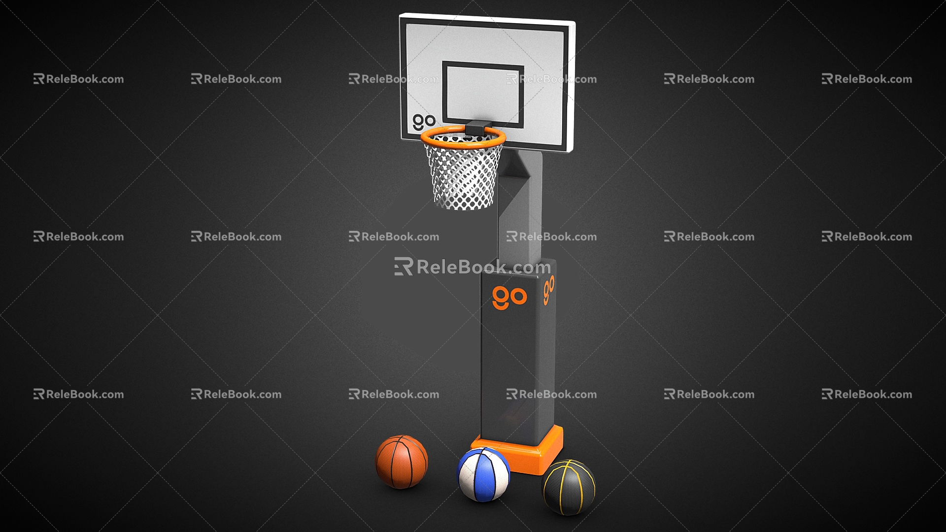 Cartoon Basketball Basketball Rack Basketball Basket Basket 3d model