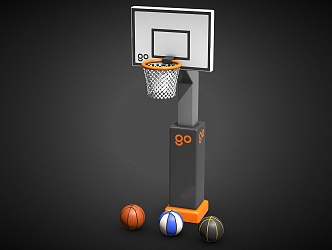 Cartoon Basketball Rack Basketball Basket 3d model