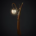 Bird Shaped Wooden Decorative Lantern Lamp With Curved Design And Woven Shade