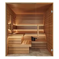 Modern Shower Sauna Interior Design With Wooden Walls And Benches