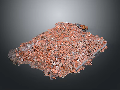 Construction Debris Pile With Small Excavator On Demolition Site 3d model
