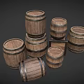 Medieval barrels and boxes wine barrels 3d model