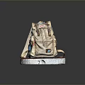 Beige Casual Backpack With Multiple Pockets And Adjustable Straps For Daily Use 3d model
