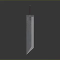 Long Metal Sword With Gray Blade Red Hilt And Simple Design Structure 3d model