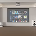 Projection Monitoring System With Large Screen Display And Projector Equipment In Room