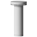 Elegant Marble Column Floor Lamp With Black Ring Shade And Warm Glow
