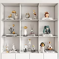 Decorative Ornament Set With Mixed Design Figurines For Home Decor On White Shelves