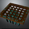 Ancient Decorative Weapon With Square Grid Design Carved Edges And Green Supporting Legs