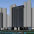 Modern High Rise Residential Buildings With Glass Curtain Walls And Facade Design
