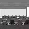 Modern Conference Room With Long Meeting Table Grey Chairs And City View Windows