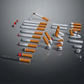 Scattered Cigarette Butts With Ash And Filters On Dark Surface