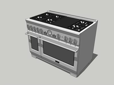 Modern Kitchen Gas Range Stove With Multiple Burners And Oven Doors 3d model
