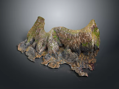 Garden Landscape with Rocky Moss Covered Terrain and Natural Scenery Features 3d model