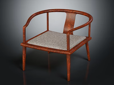 Wooden Frame Leisure Chair With Curved Armrests And Textured Padded Seat 3d model