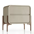 Modern Beige Nightstand With Two Drawers And Sleek Wooden Legs Design