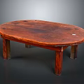 Rustic Wooden Oval Coffee Table With Solid Wood Top And Four Legs