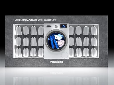 Panasonic DP Device Auto Care System With Washing Machine And Clothes Icons 3d model