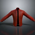 Stylish Red Leather Jacket With Open Front Long Sleeves And Gray Background Reflection 3d model
