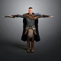 Man Dressed in Medieval Cloak and Leather Armor With Outstretched Arms