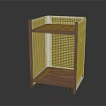 Modern Entryway Sideboard Cabinet With White Perforated Panels And Wooden Shelves