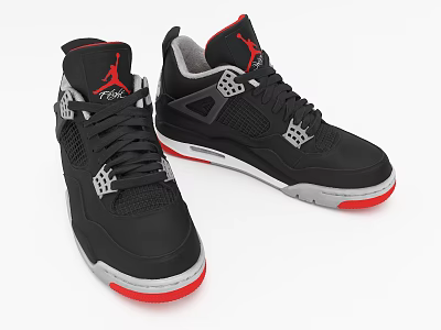 Black Sports Sneakers With Red Logo Gray Sole And Perforated Design 3d model