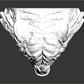 Silver Tiger Head Sculpture With Intricate Texture And Reflective Surface On Gray Background