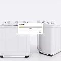 Two White Twin Tub Washing Machines With Control Panel Knobs And Sleek Design For Home Use