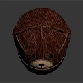 Cute Red Corduroy Hat With Bear Ears And Smiling Face Design 3d model