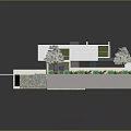 Cartoon Scene Featuring 3D House Model With Green Lawn Trees And White Open Architecture