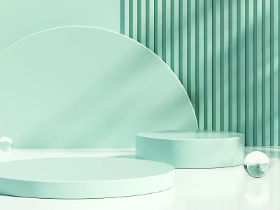 Modern Light Green Sofa and Coffee Table Set with Minimalist Geometric Glass Accents 3d model