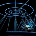 Futuristic Stage Design With Blue Halos Hexagonal Structure Geometric Shapes And Lighting Effects 3d model