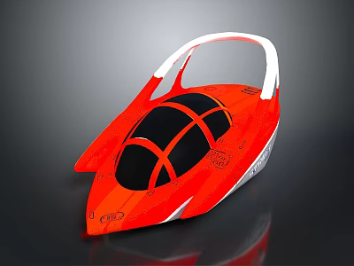 Futuristic Orange Streamlined Spacecraft Design With Transparent Cockpit For Aerospace Exploration 3d model
