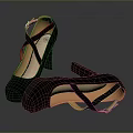 Stylish Black High Heels With Crisscross Straps And Orange Inner Lining