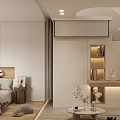 Modern Minimalist Apartment Interior Design With Bedroom And Staircase Storage