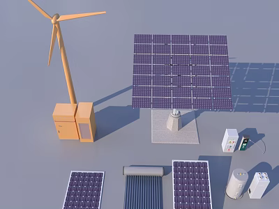 Solar panel wind generator solar water heater charging pile 3d model