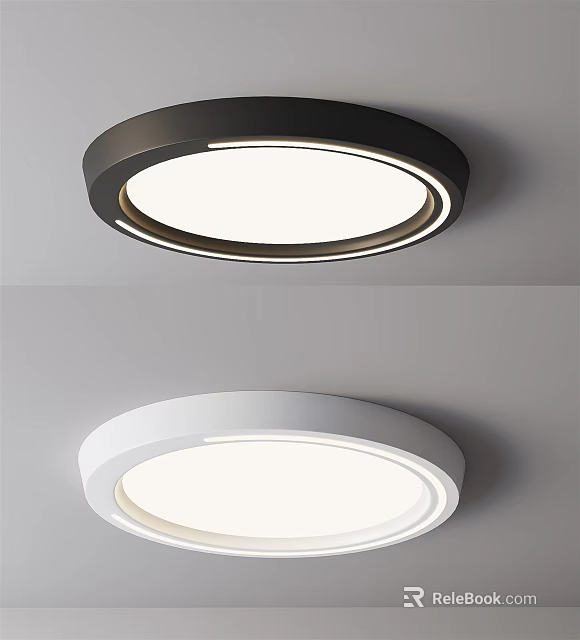 Modern Round Black and White Ceiling Lights with Sleek Design for Home Interiors 3d model