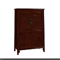 Traditional Wooden Decorative Cabinet With Carved Lattice Doors And Brass Handles
