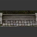 Outdoor Bench With Wooden Seat Stone Carved Lion Head Armrests And Base