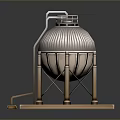 Detailed Industrial Metal Tank 3D Model With Support Structure Base Platform And Piping