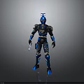 Futuristic Robot With Blue And Black Armor Mechanical Design Weapon And Standing Pose