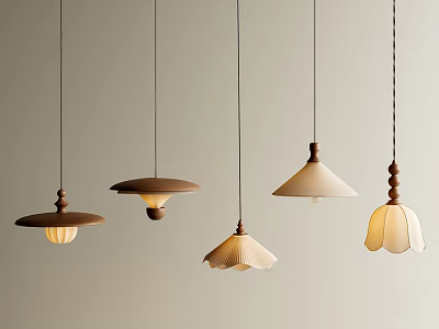 Decorative Hanging Pendant Lights With Various Wooden Designs And Unique Shapes 3d model