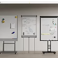 Office whiteboard stickers mobile kanban magnetic board message board display board 3d model