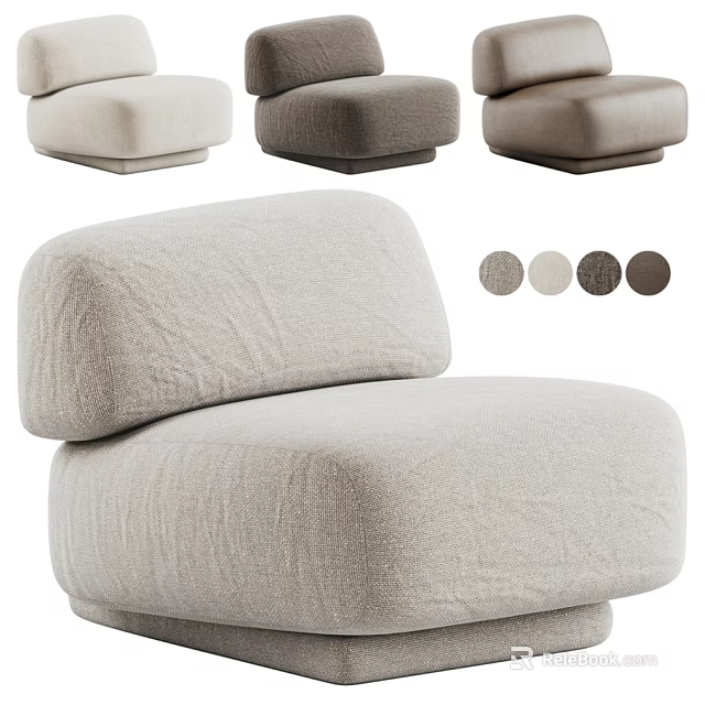 Modern Leisure Accent Chair With Soft Fabric And Multiple Color Options 3d model 