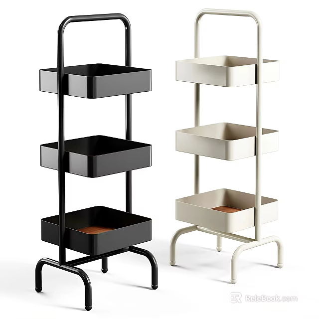 Modern Multi Tiered Black And White Shelving Units With Square Trays And Metal Frame 3d model 