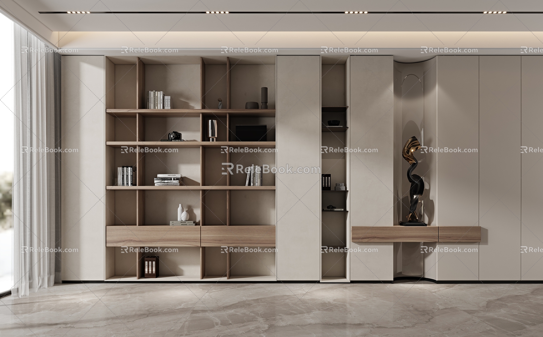 Quiet decorative cabinet bookcase 3d model